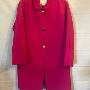 Kate Spade Vibrant Pink  Coat With Scalloped Hem